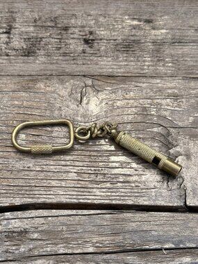 Vintage Brass Nautical Whistle Keychain Marine Key Ring British Bobby Police UK